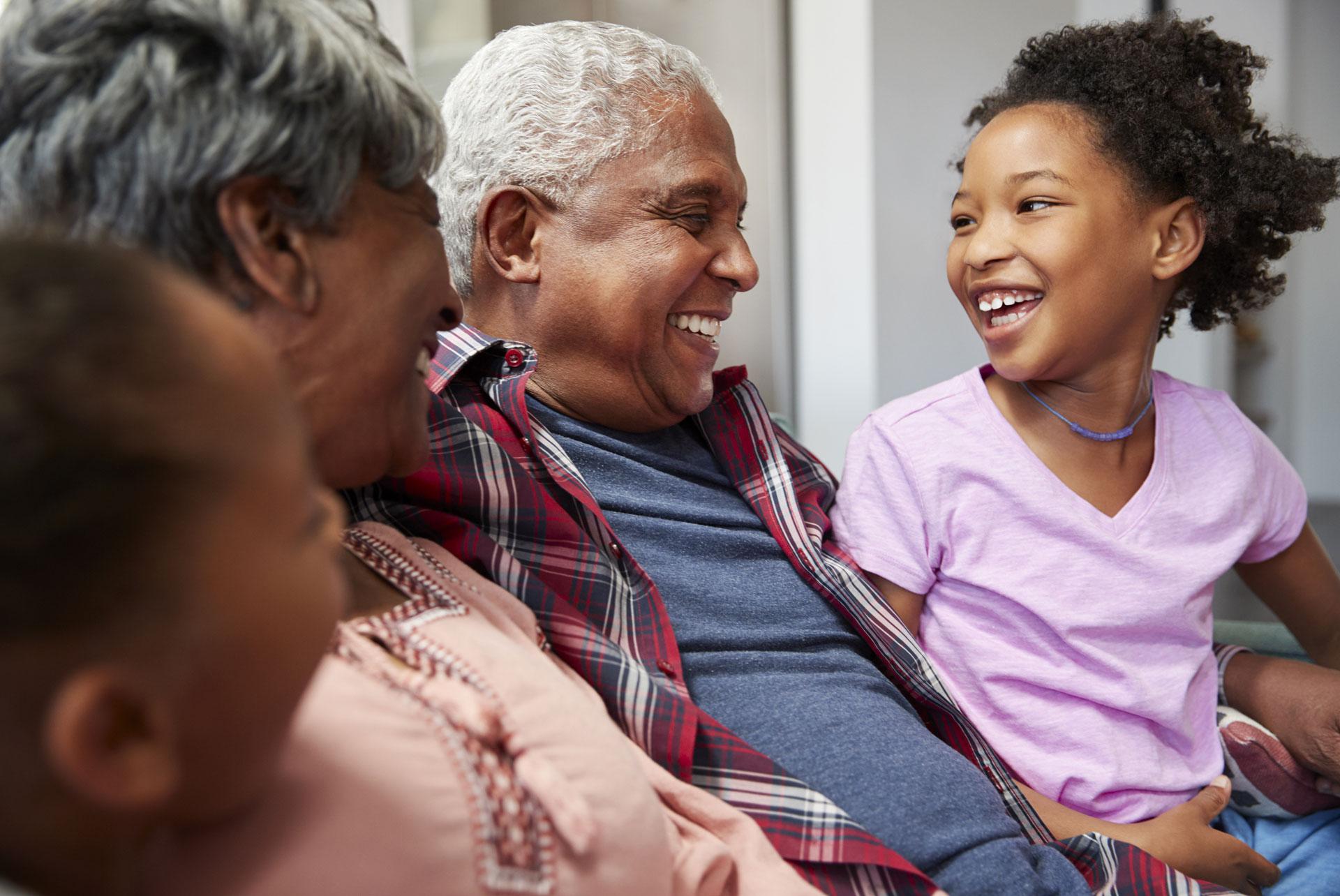 Grannies laughing with kids